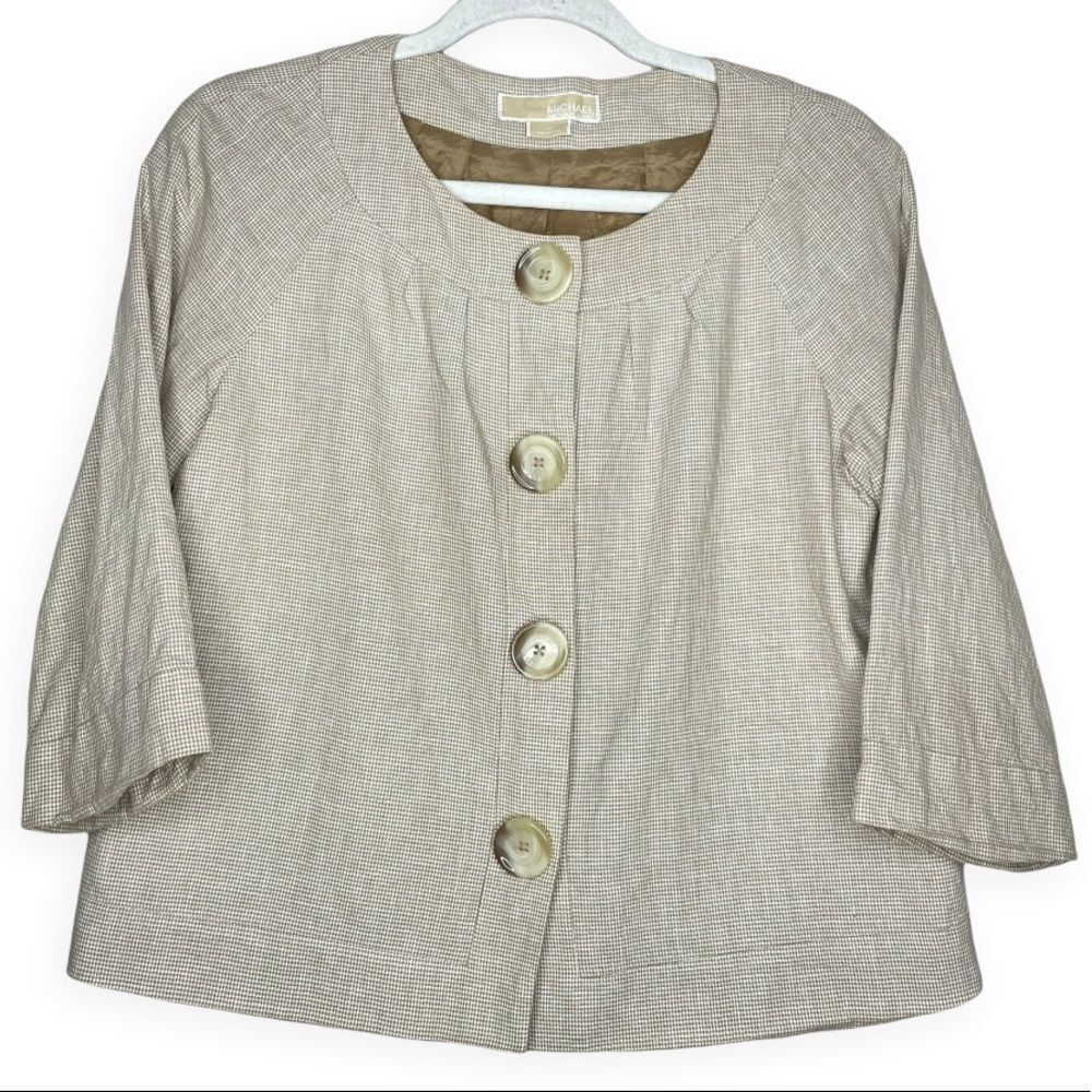 Michael‎ Michael Kors neutral houndstooth jacket